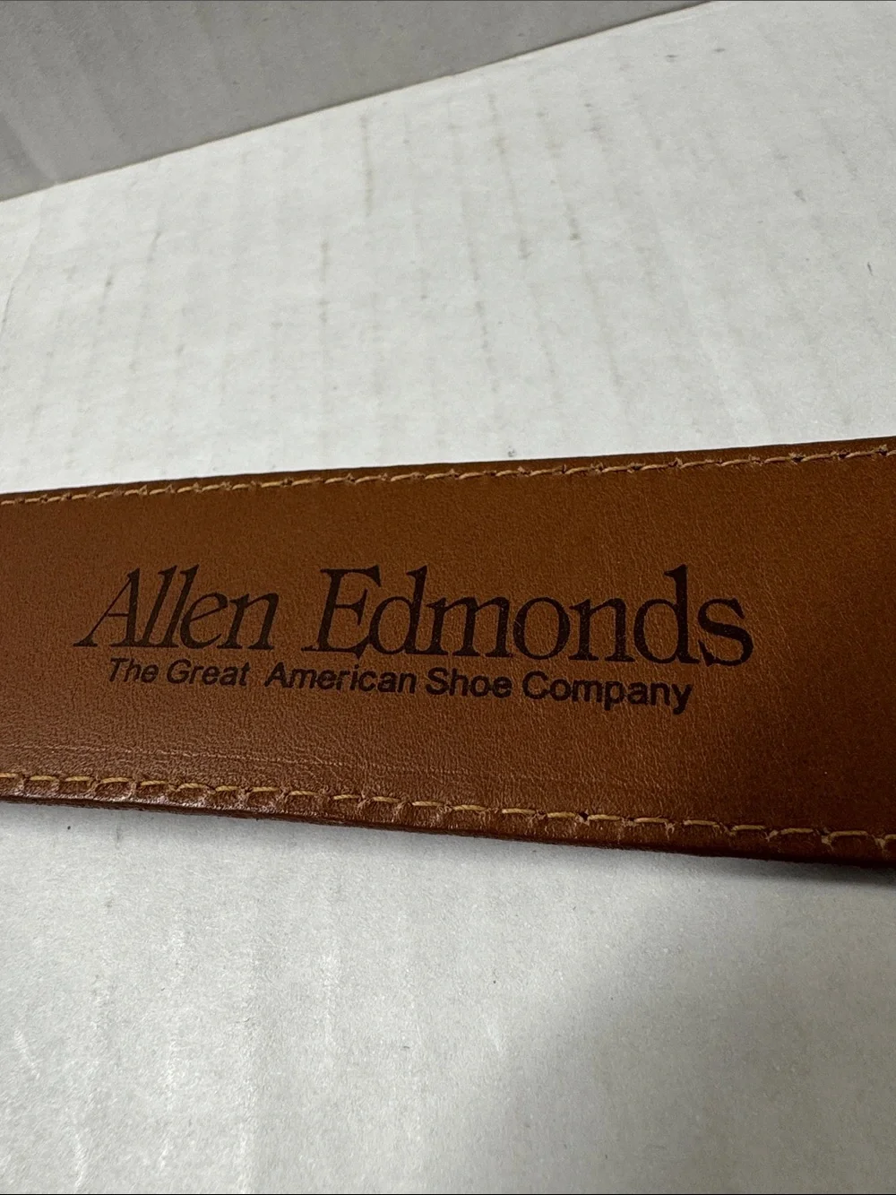 Allen Edmonds Brown Leather Belt Silver Tone Buckle 39590 Size 42 NEW